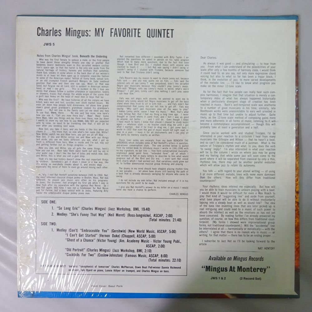 10025815;【US盤/シュリンク/Fantasy】Charles Mingus / My Favorite Quintetの画像2