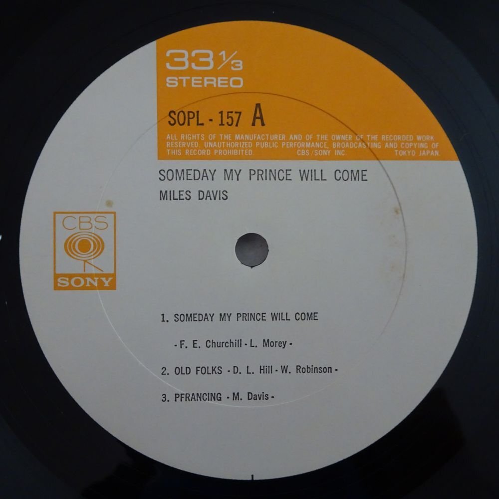 10025862;【帯付/シュリンク/CBS/Sony】Miles Davis Sextet / Someday My Prince Will Comeの画像3