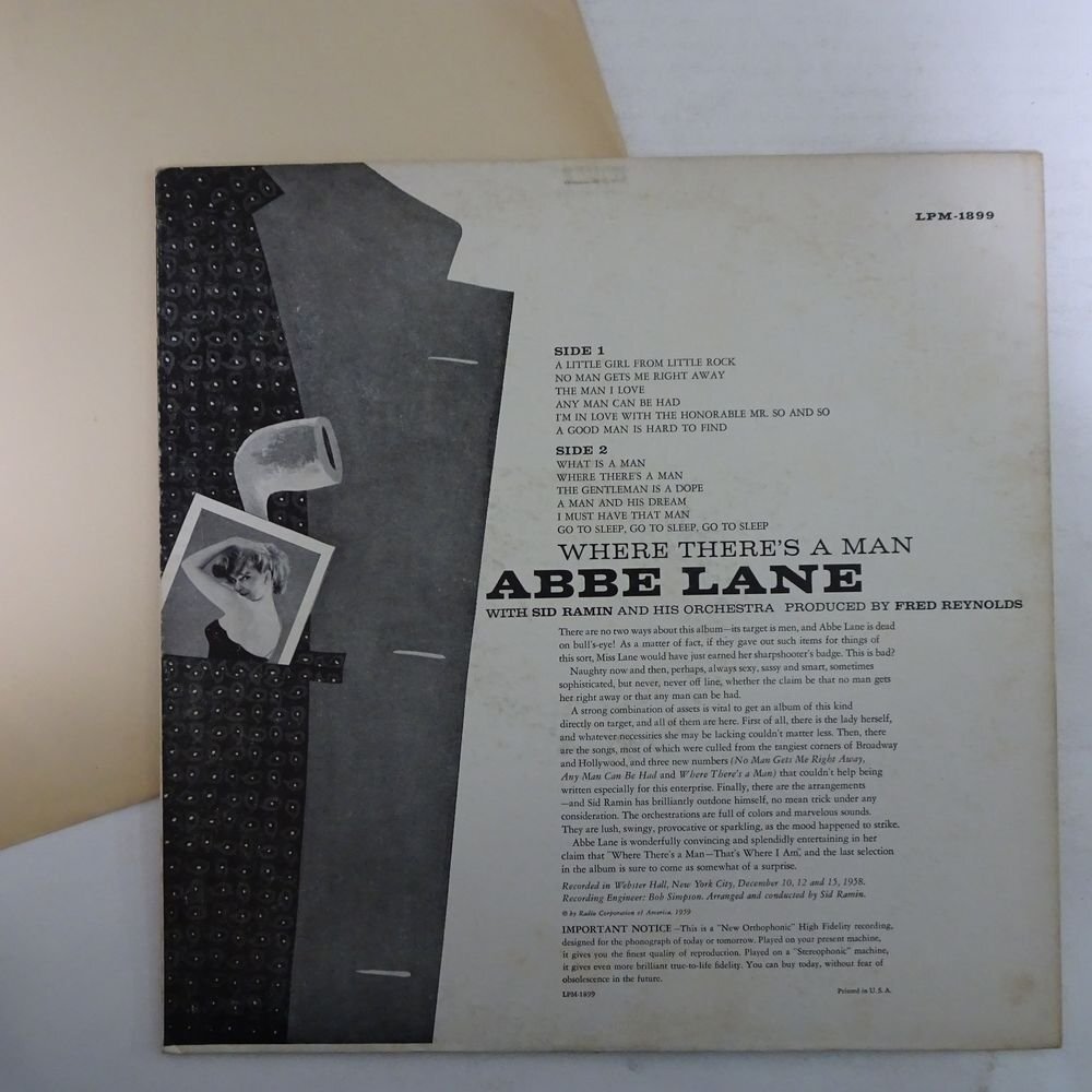 14031138;【US盤/RCA VICTOR/黒銀ニッパー/深溝/MONO/マト両面3S】Abbe Lane With Sid Ramin And His Orchestra / Where There's A Manの画像2