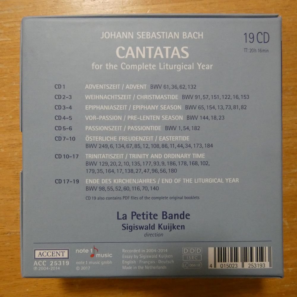 41098570;【19CDBOX】LA PETITE BANDE / BACH:CANTATASの画像2