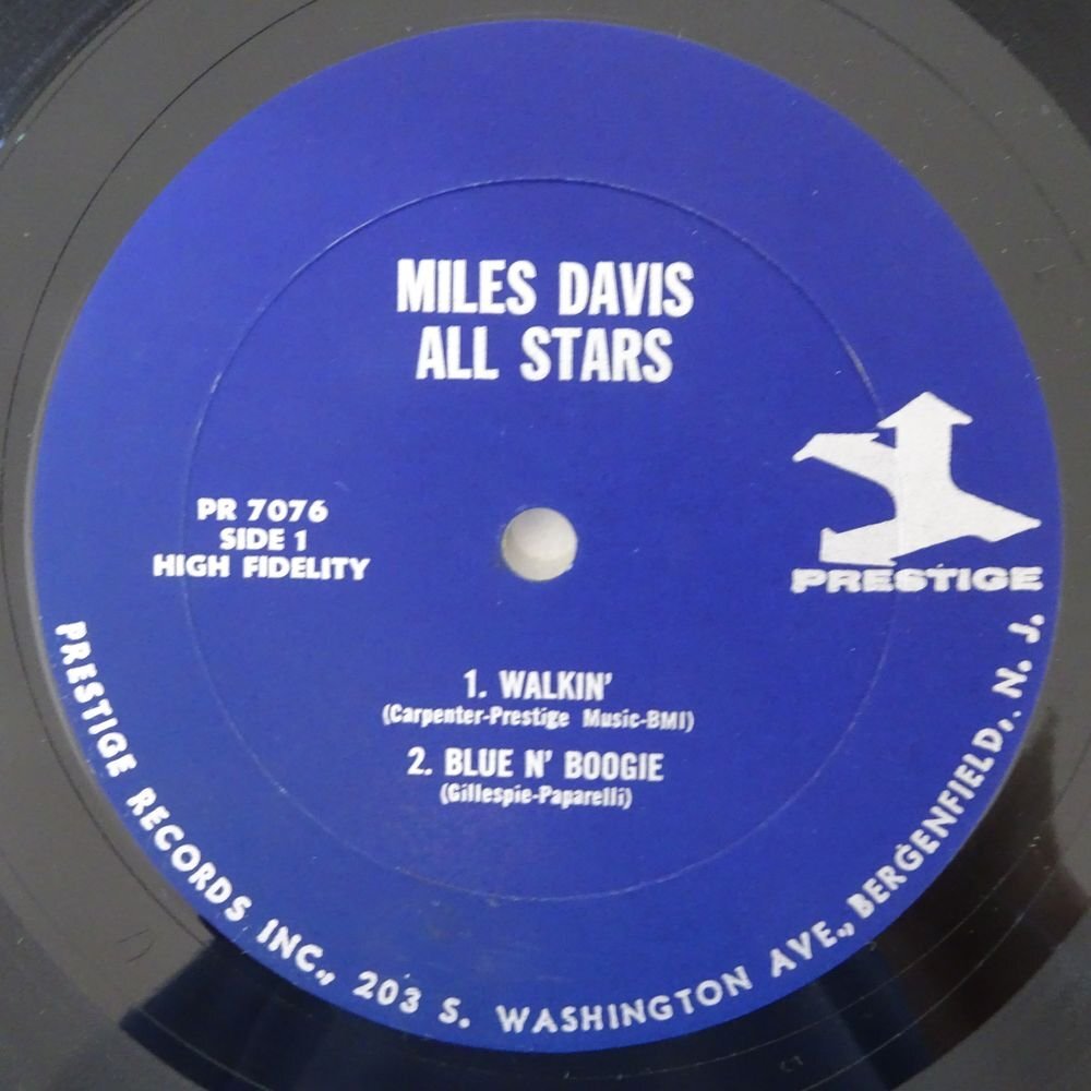14031299;【ほぼ美盤/US盤/PRESTIGE/右紺ラベル/手書RVG刻印/MONO/深溝/シュリンク付】Miles Davis All Stars / Walkin'_画像3