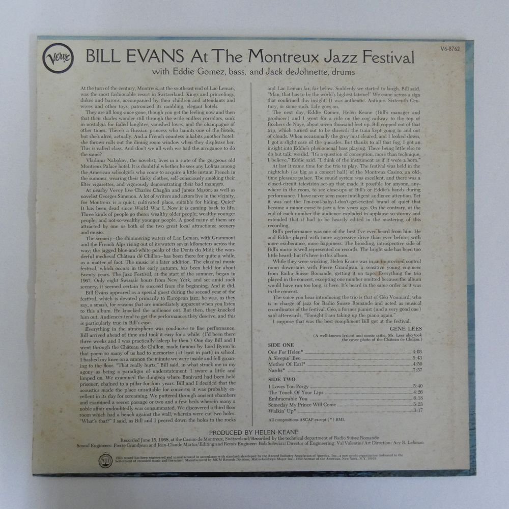 46075234;【US盤/Verve/黒T字】Bill Evans / At The Montreux Jazz Festivalの画像2