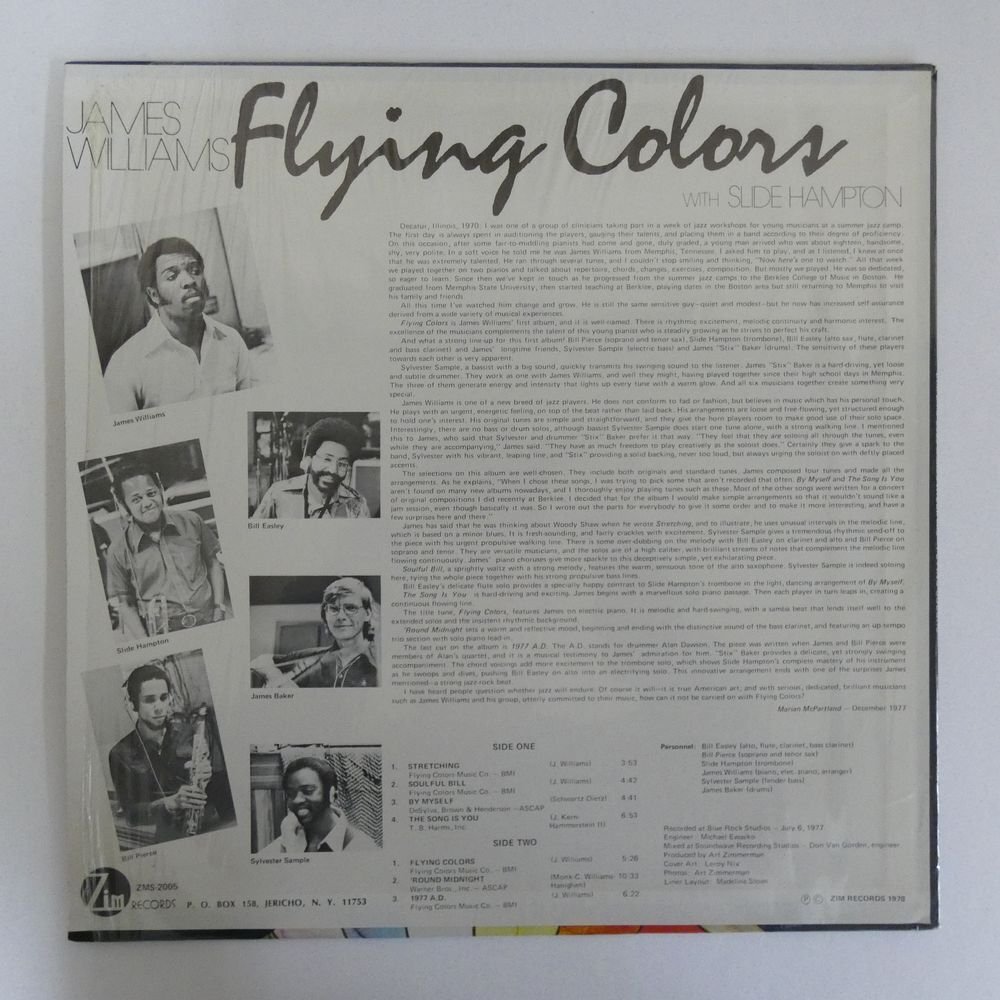 46075312;【US盤/ZimRecords/シュリンク】James Williams with Slide Hampton / Flying Colorsの画像2