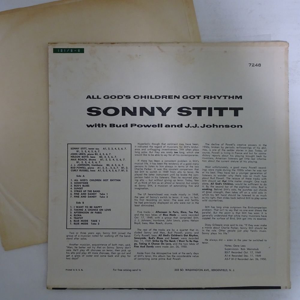 14031369;【美盤/US盤/PRESTIGE/右紺ラベル】Sonny Stitt With ... / All God's Children Got Rhythmの画像2