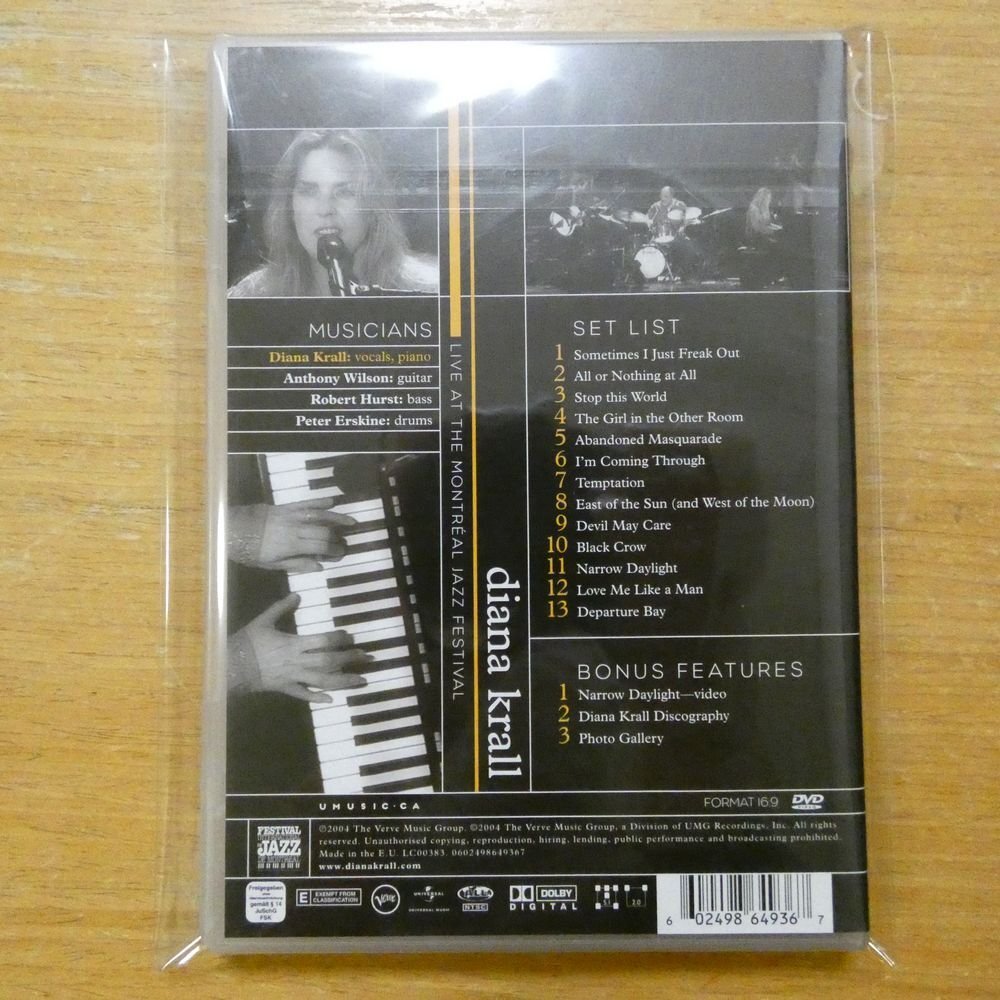 602498649367;[DVD/ Region Free ]DIANA KRALL / LIVE AT THE MONTREAL JAZZ DESTIVAL 0602498649367