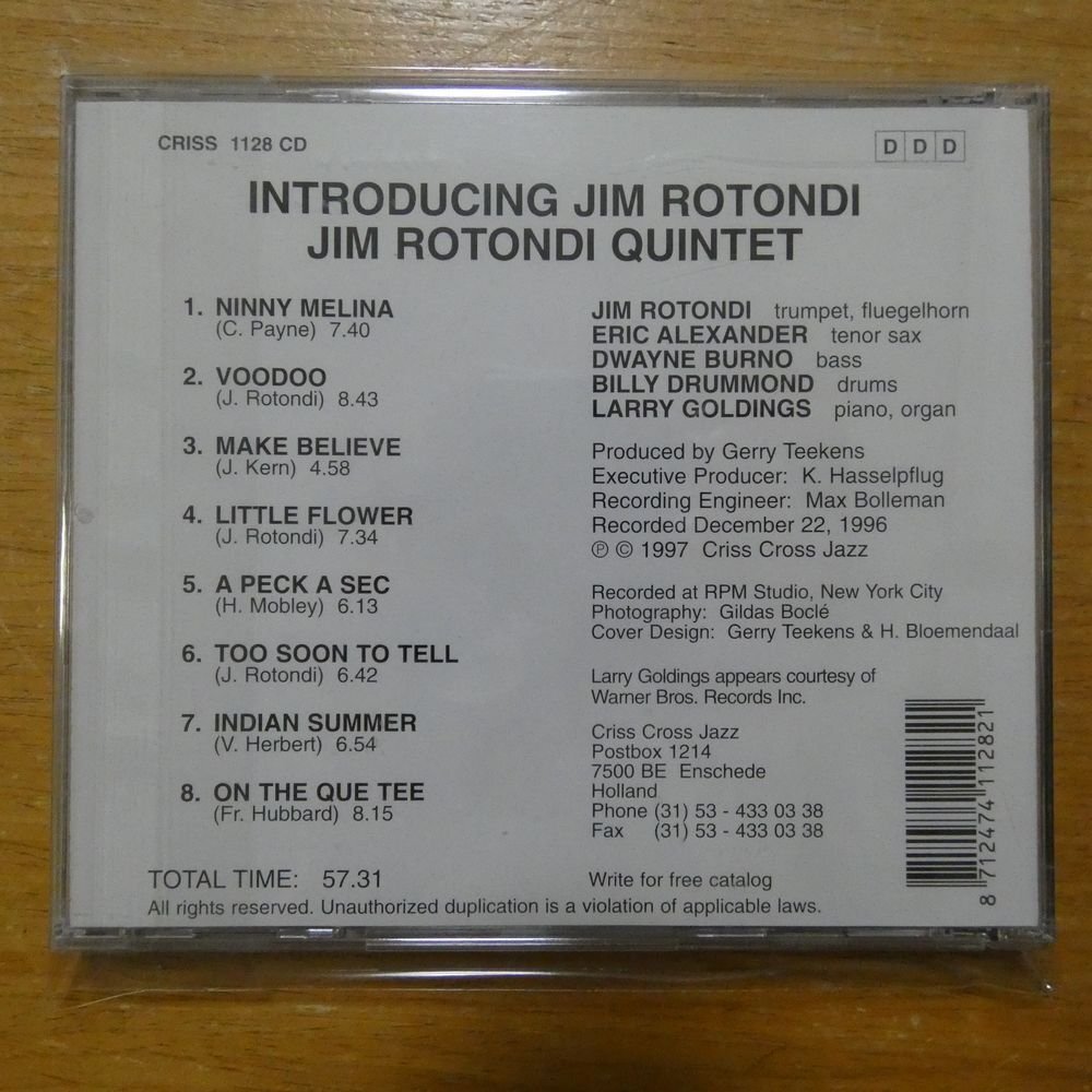 8712474112821;【CD/CRISSCROSS】JIM ROTONDI QUINTET / INTRODUCING JIM ROTONDI　CRISS-1128CD_画像2