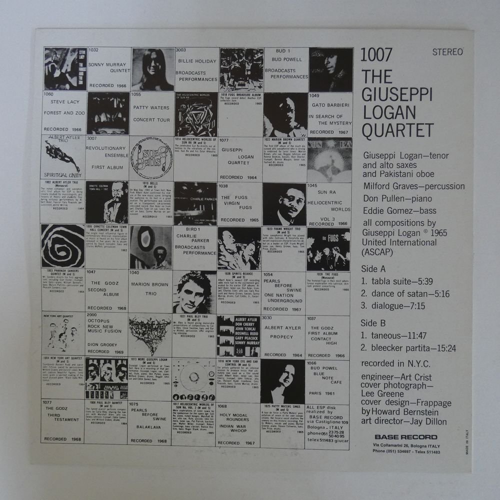 46075478;【Italy盤/ESP DISK】The Giuseppi Logan Quartet / S.T._画像2