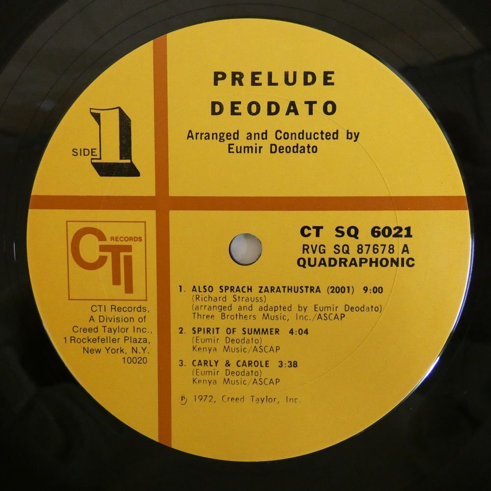 46075516;【US盤/CTI/VAN GELDER刻印/4ch Quadraphonic/コーティングジャケ/見開き】Deodato / Prelude_画像3