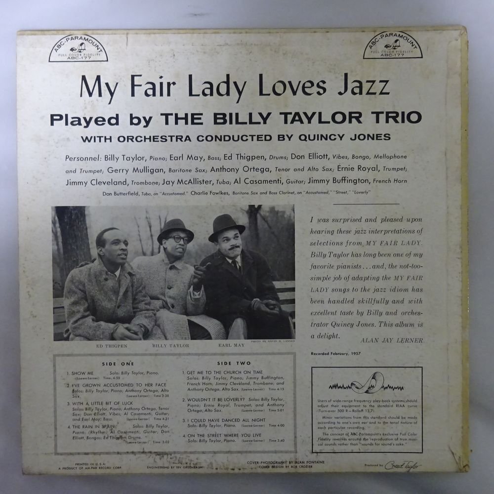 14031094;【USオリジナル】Billy Taylor Trio / My Fair Lady Loves Jazz_画像2