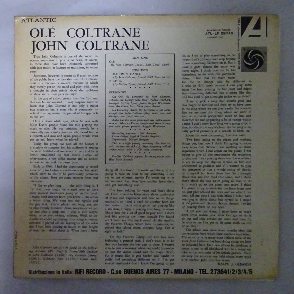 14031074;【US盤/ATLANTIC/フルコーティング】John Coltrane / Ole Coltrane_画像2