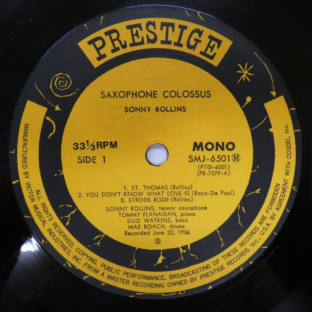 47060461;【国内盤/Prestige/MONO】Sonny Rollins / Saxophone Colossus_画像3