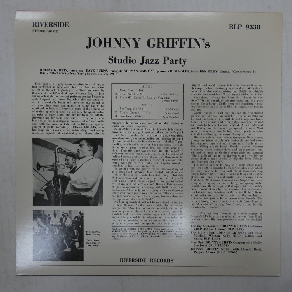 47060442;【US盤/Riverside】Johnny Griffin / Studio Jazz Party_画像2