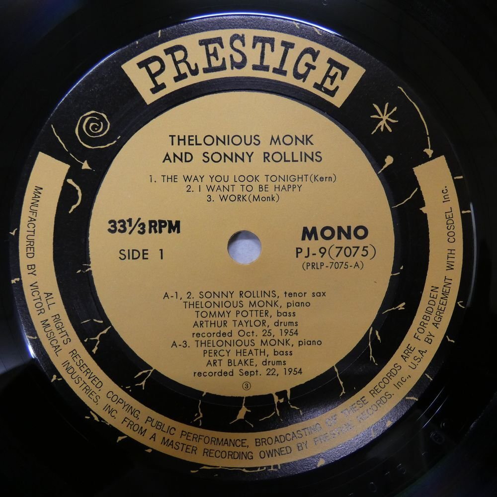 47060454;【国内盤/Prestige/MONO】Thelonious Monk & Sonny Rollins / S.T._画像3