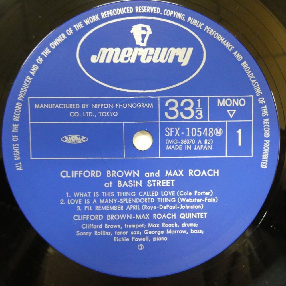 47060580;【国内盤/MONO】Clifford Brown, Max Roach / At Basin Street_画像3