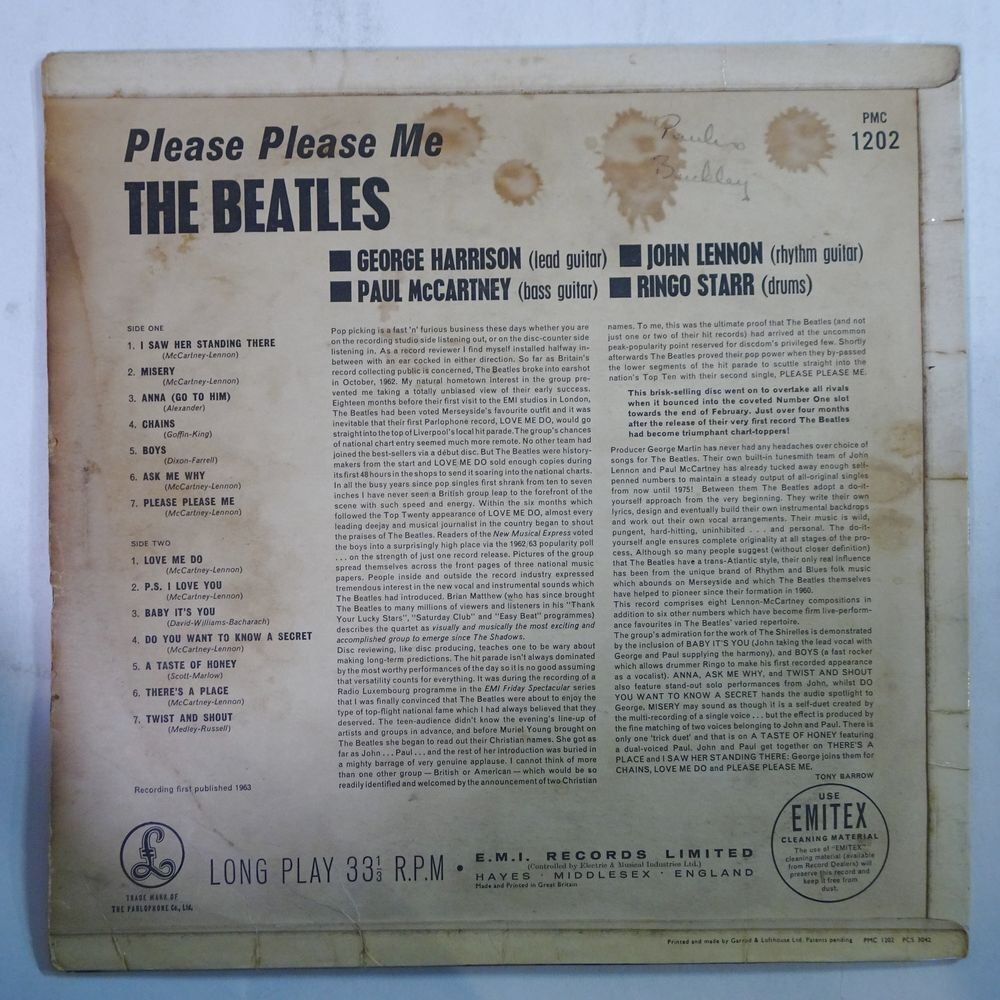 14031537;【UK初期プレス/MONO/Yellow Parlophone/マト両面1N】The Beatles / Please Please Me プリーズ・プリーズ・ミー_画像2