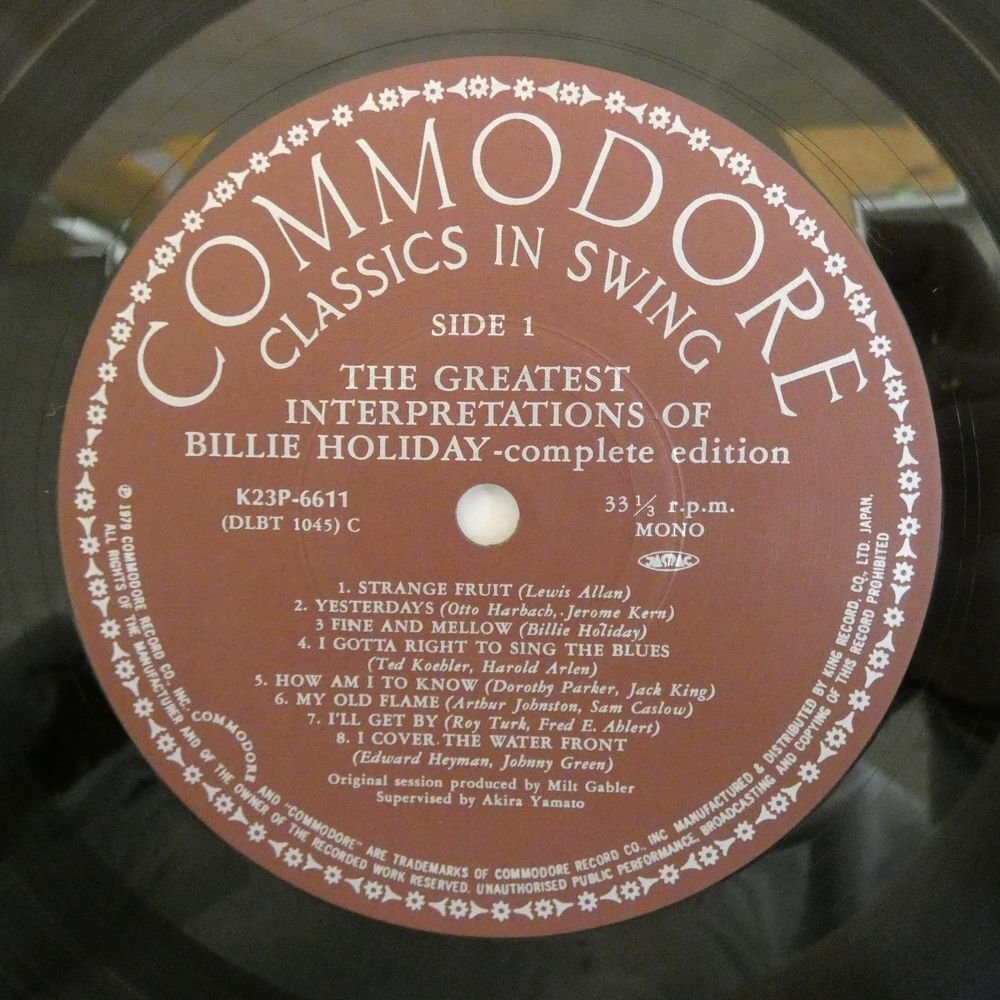 47061554;【帯付/美盤/MONO】Billie Holiday / The Greatest Interpretations Of Billie Holiday - Complete Edition 奇妙な果実_画像3