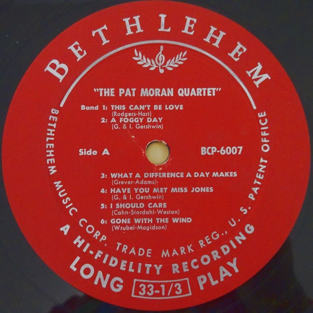 14031580;【US盤/Bethlehem/LEAF/MONO/深溝/コーティング】The Pat Moran Quartet / S.T._画像3
