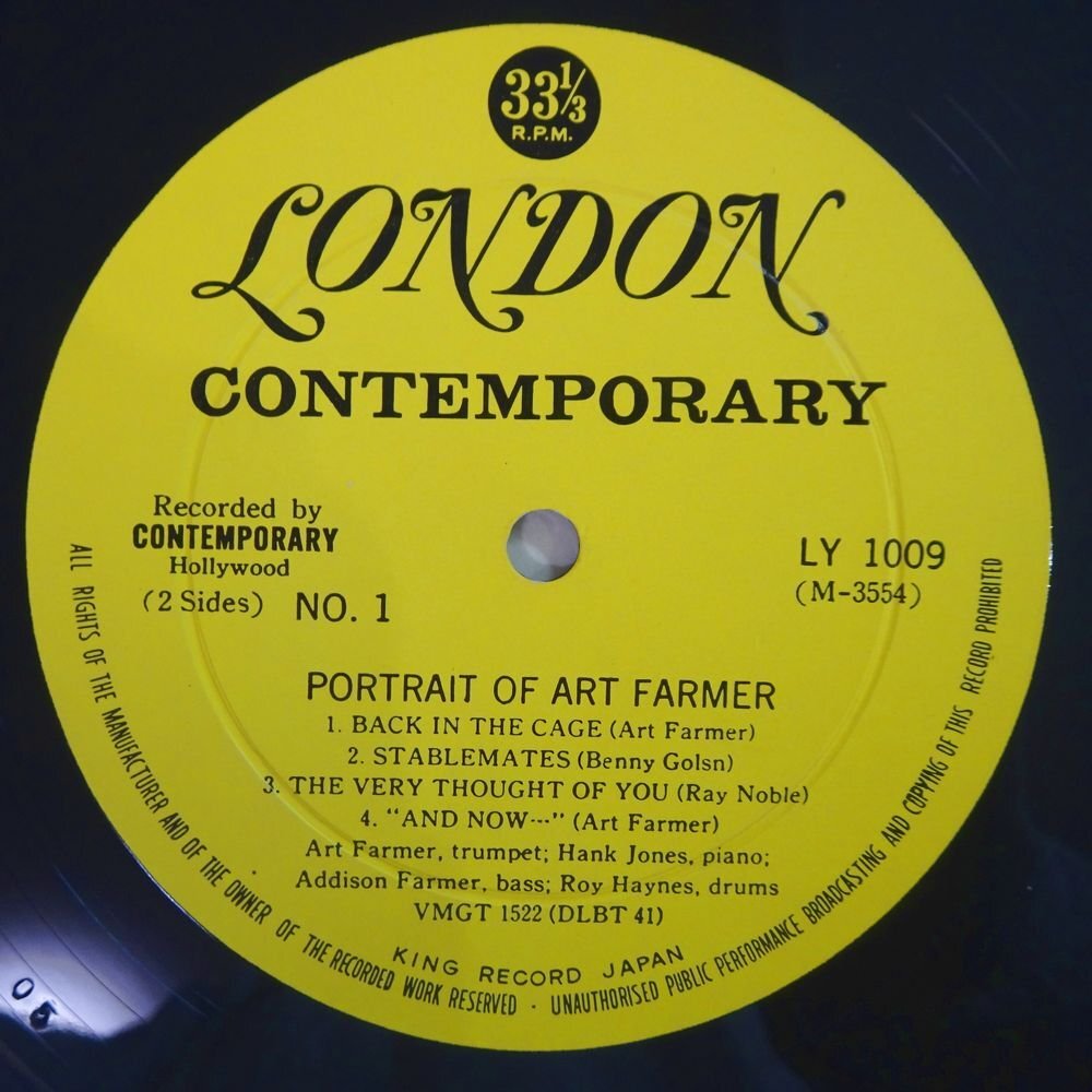 10026565;【国内盤/ペラジャケ/London】Art Farmer / Portrait Of アート・ファーマーの横顔_画像3