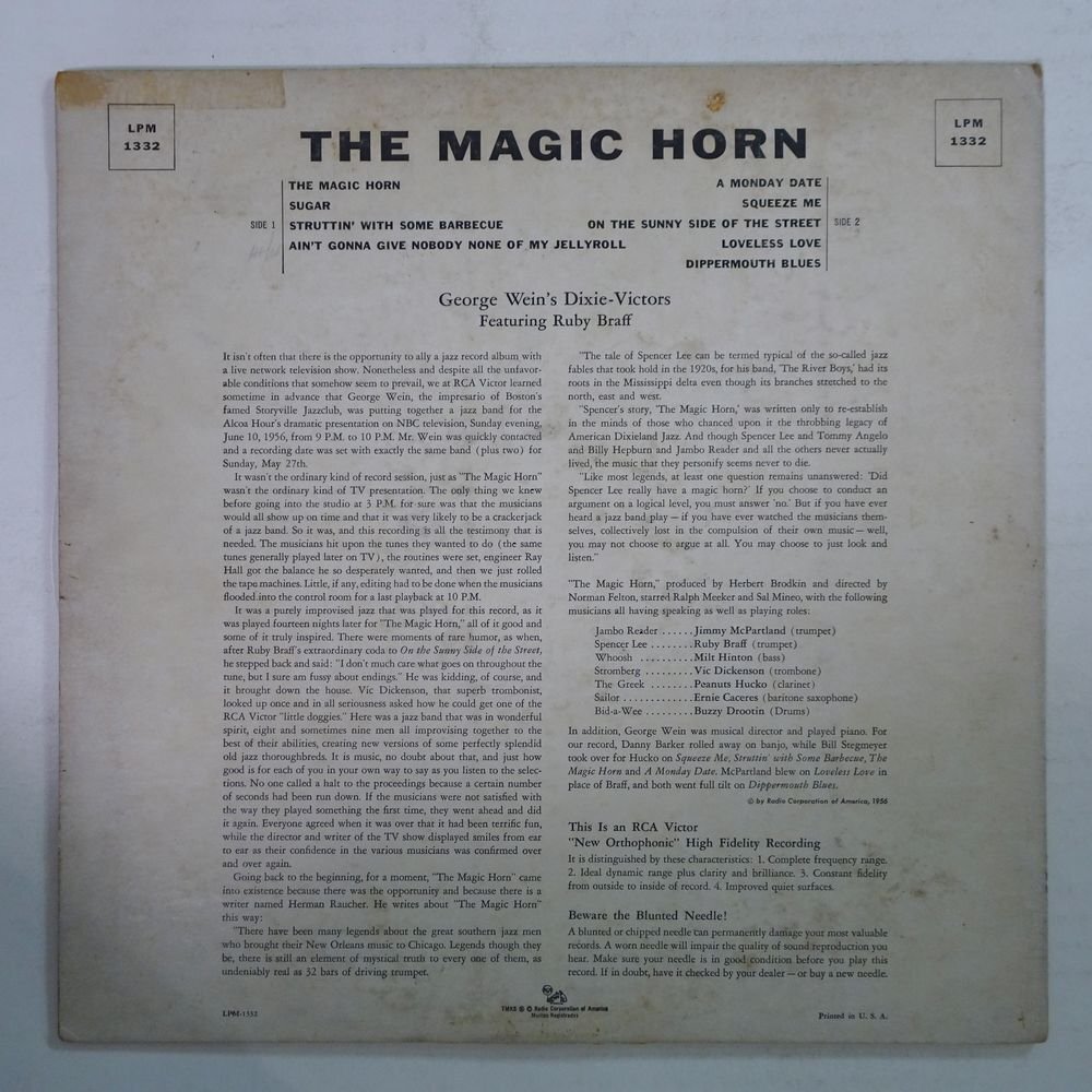 10026590;【US盤/黒銀ニッパー/深溝/MONO/RCA】George Wein's Dixie-Victors Featuring Ruby Braff / The Magic Horn_画像2