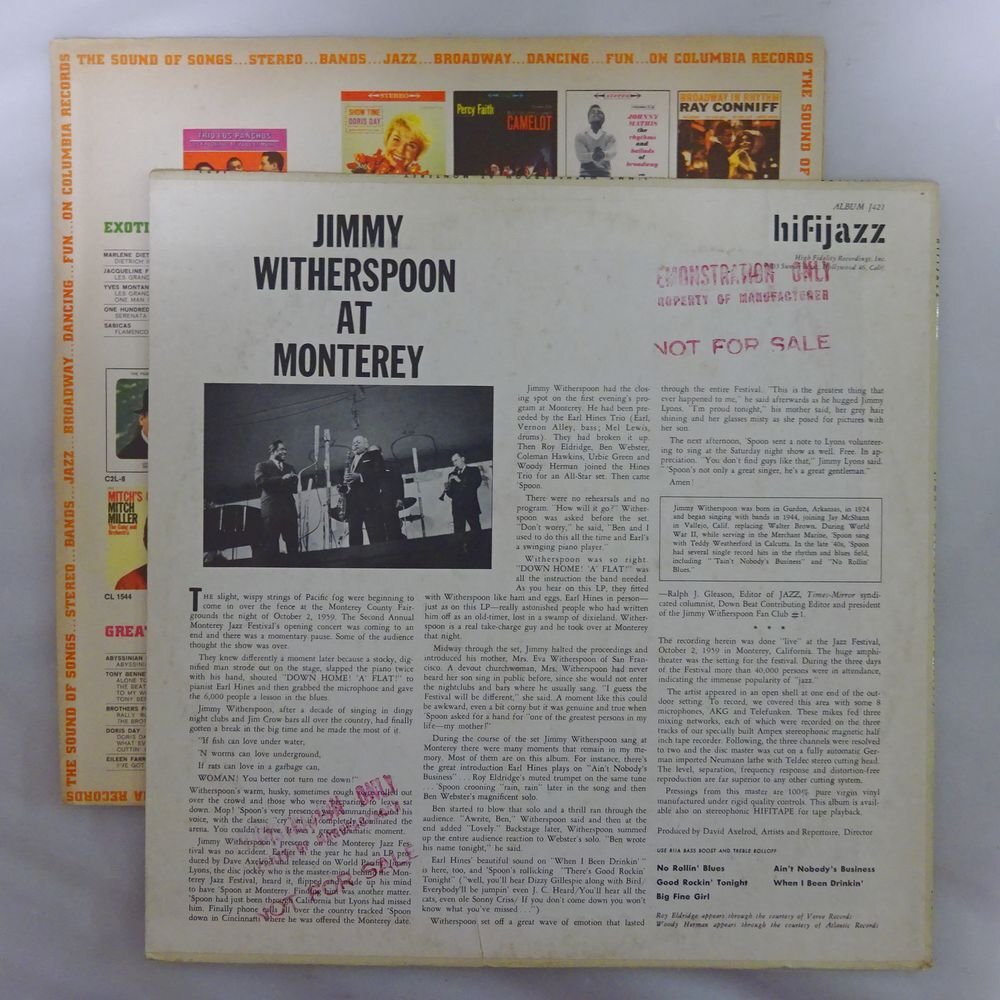 11187867;【US盤/HiFi Jazz/プロモ/MONO/深溝】Jimmy Witherspoon / At The Monterey Jazz Festival_画像2