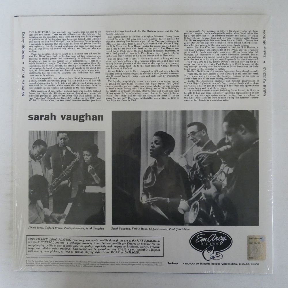 46076418;【Europe盤/EmArcy/高音質180g重量盤/シュリンク】Sarah Vaughan / Sarah Vaughan_画像2