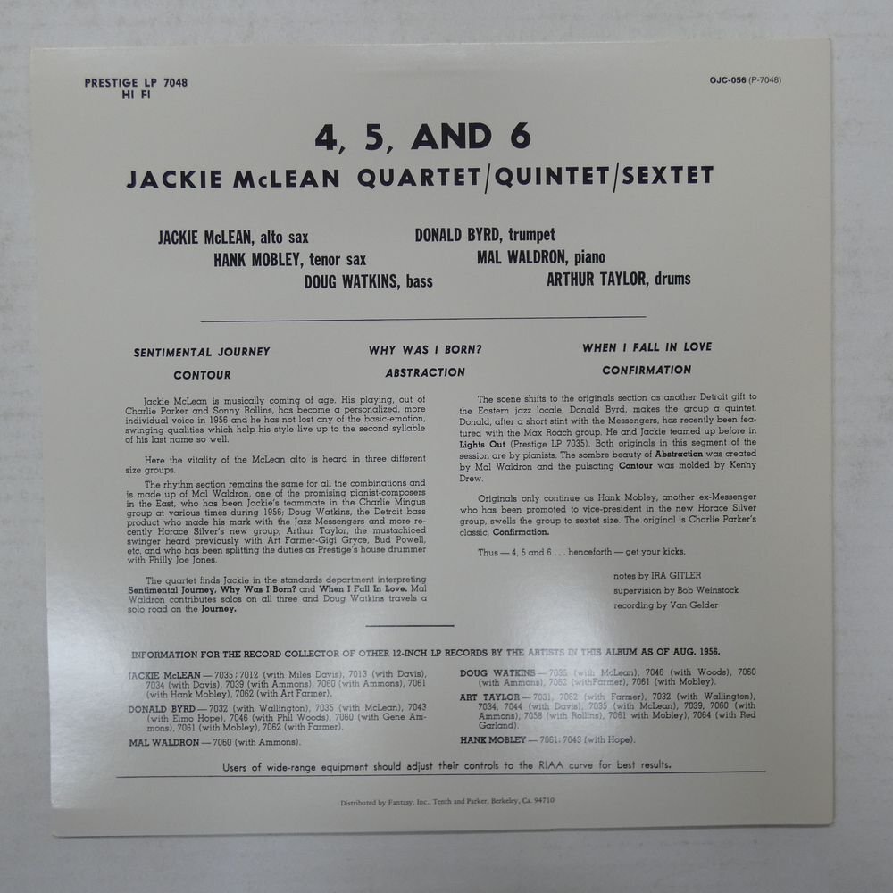 46076965;[US record /OJC Prestige]Jackie McLean / 4, 5 And 6
