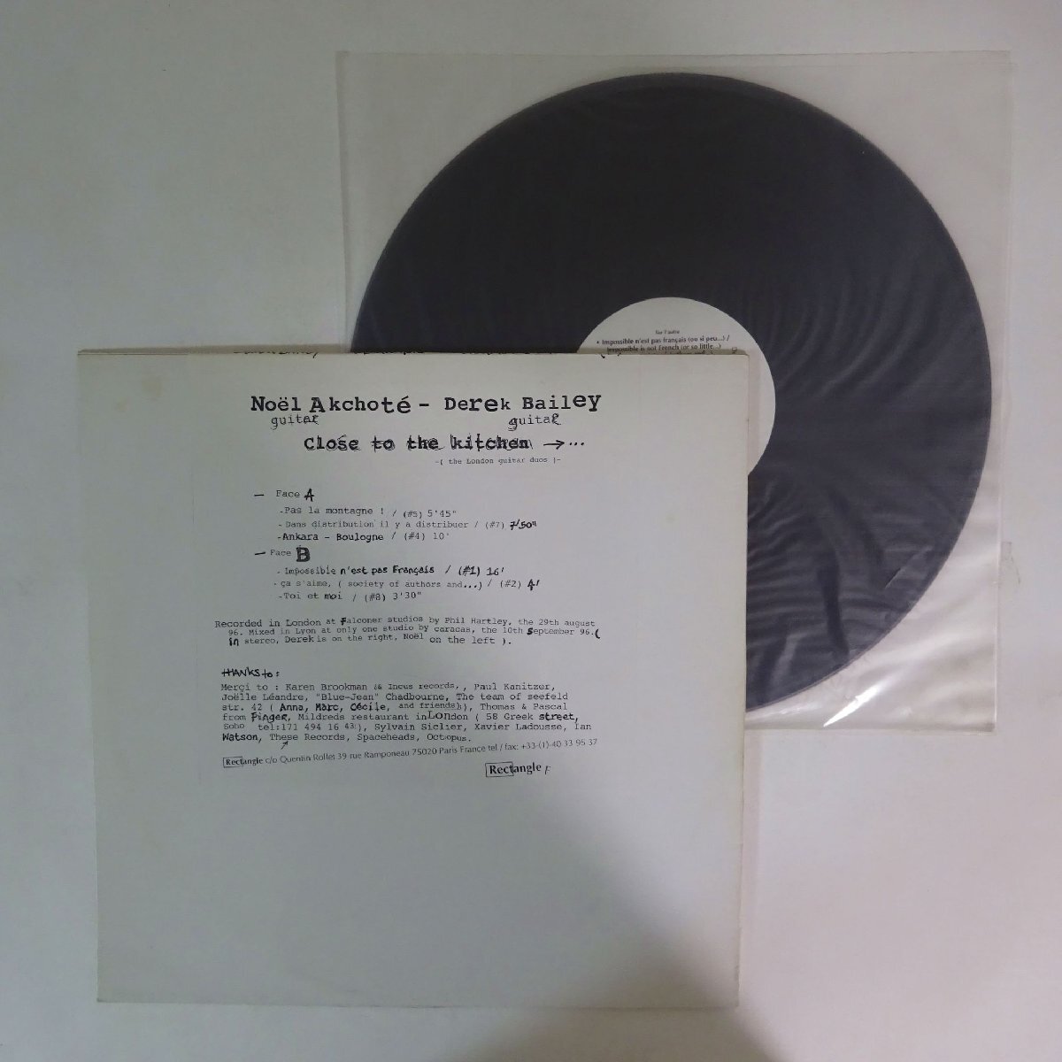 11187294;【France盤/Rectangle/高音質重量盤】Derek Bailey / Noel Akchote / Close To The Kitchenの画像2