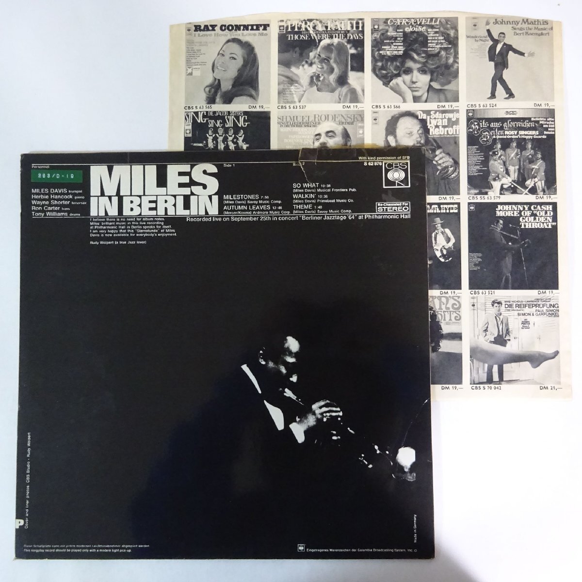 14031327;【美品/Germanyオリジナル/CBS/フルコーティング】Miles Davis / Miles In Berlinの画像2