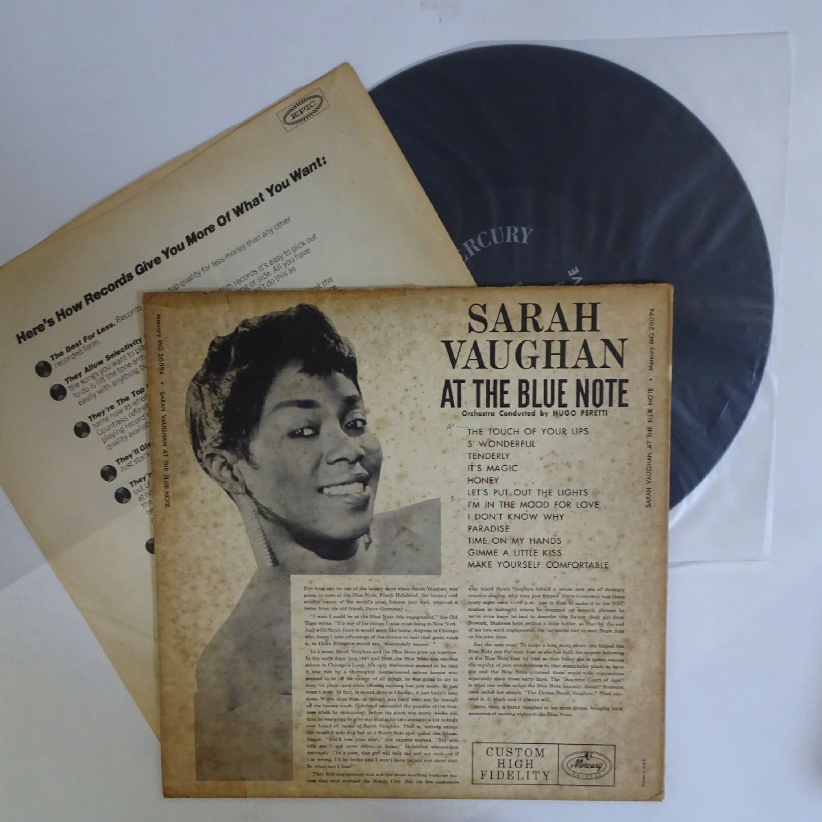 10026741;【US盤/黒ラベル/MONO/深溝/Mercury】Sarah Vaughan / At The Blue Note_画像2