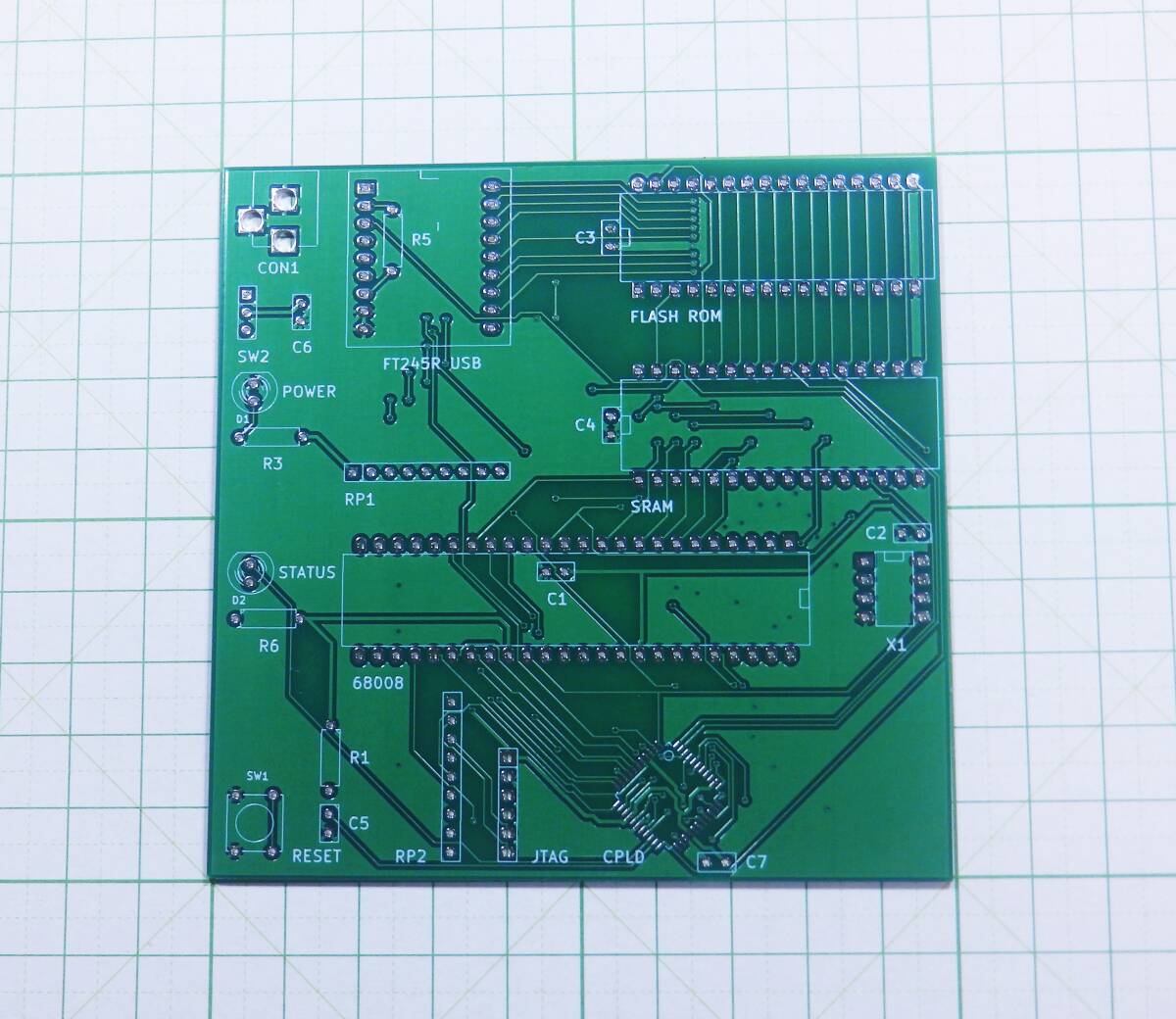 68 Katy 製作用 プリント基板 緑色 68k Motorola 68008 モトローラ FT245RL Xilinx XC9536 uClinux eb9e8_画像3