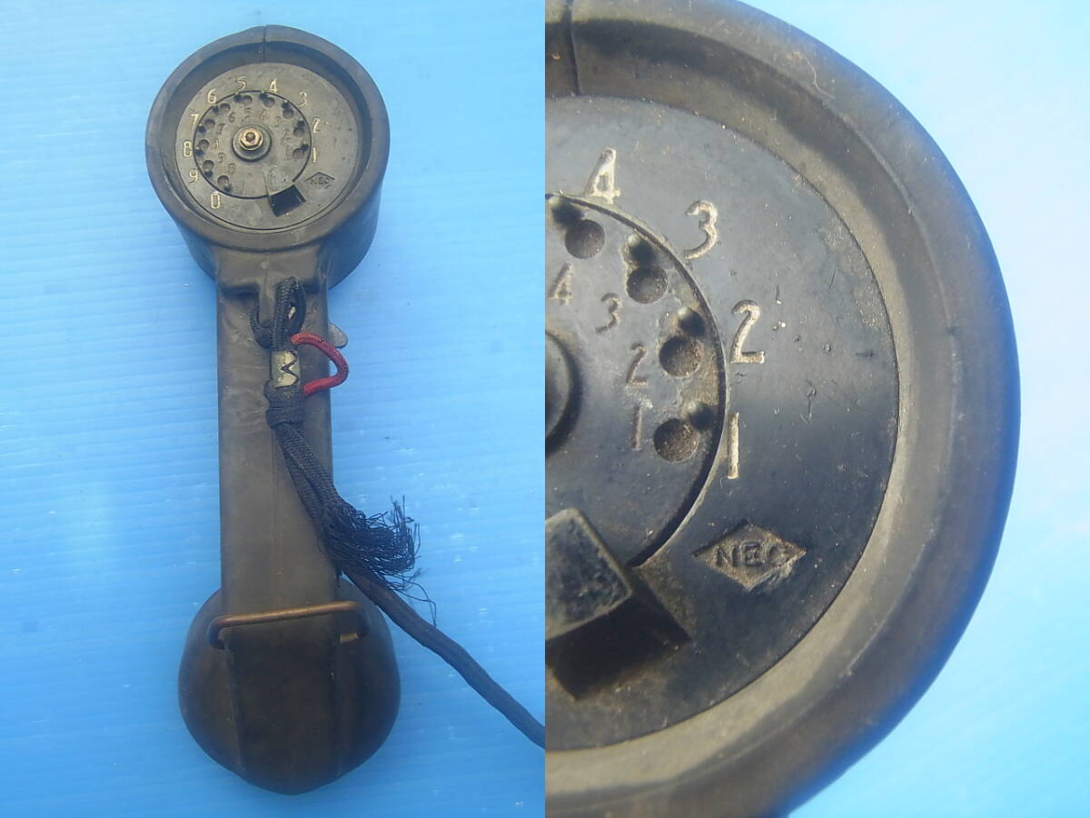 [3 pcs. set ] mobile type telephone machine Hitachi 41B examination for receiver * Oki Electric *NEC Japan electric Vintage antique dial type . story vessel 