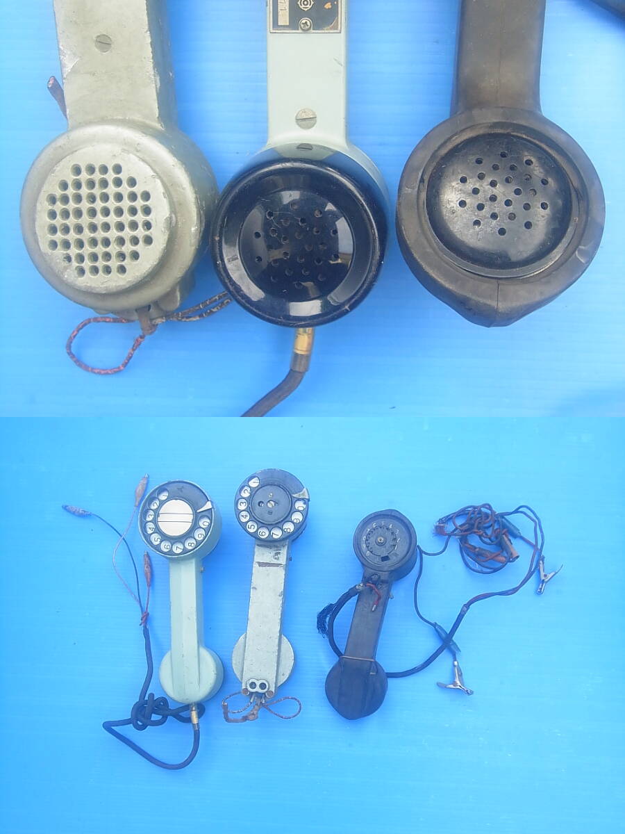 [3 pcs. set ] mobile type telephone machine Hitachi 41B examination for receiver * Oki Electric *NEC Japan electric Vintage antique dial type . story vessel 