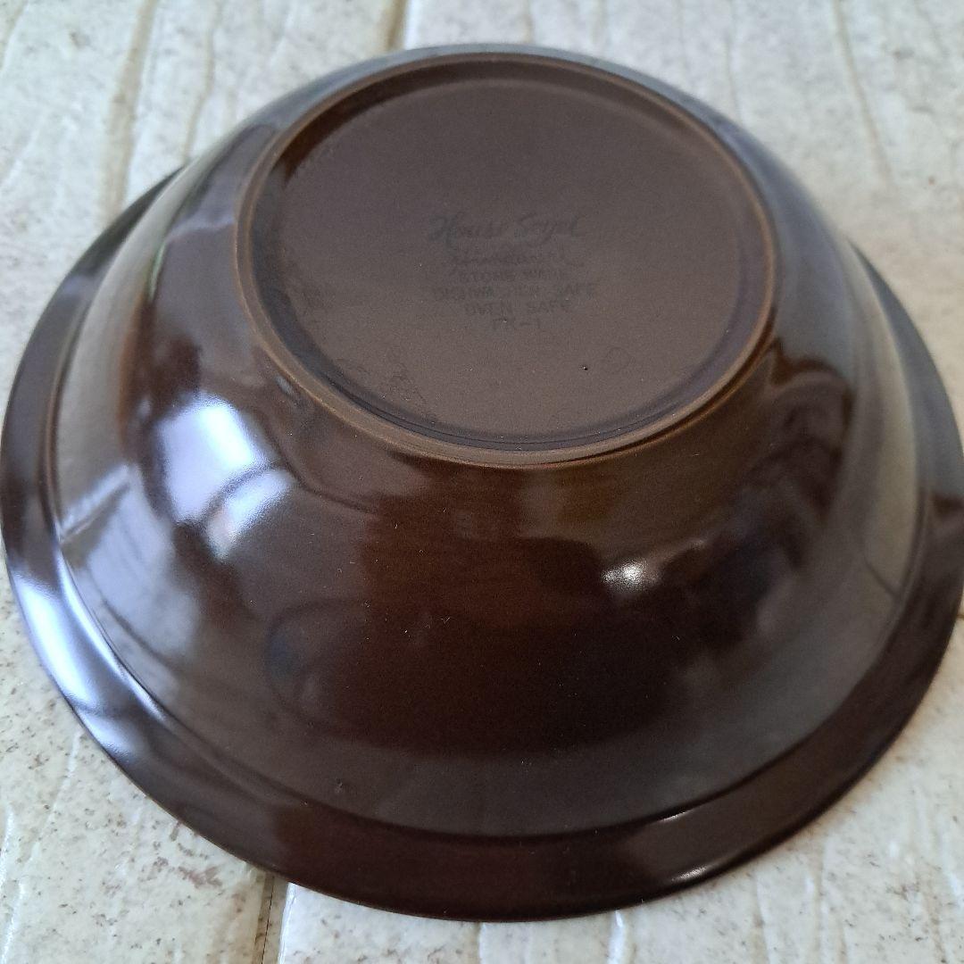 セーエー陶器 ひまわり柄　深皿　ブラウン　昭和食器