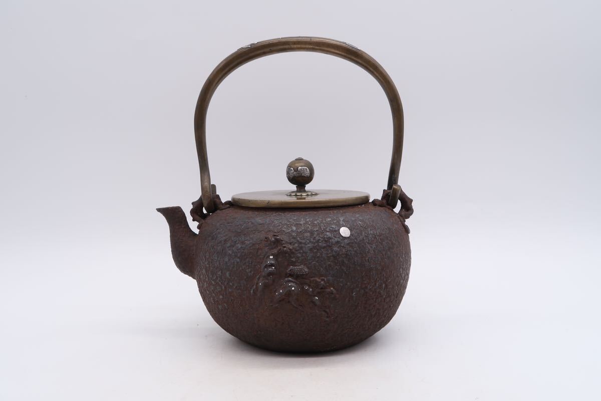 亀文堂 造 身在印 鉄瓶 銀象嵌 銅蓋 在銘 煎茶道具 湯沸 急須_画像2