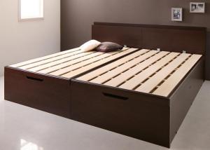  customer construction shelves * outlet attaching domestic production large size strong tip-up storage bed na Val Naval bed frame only dark brown 