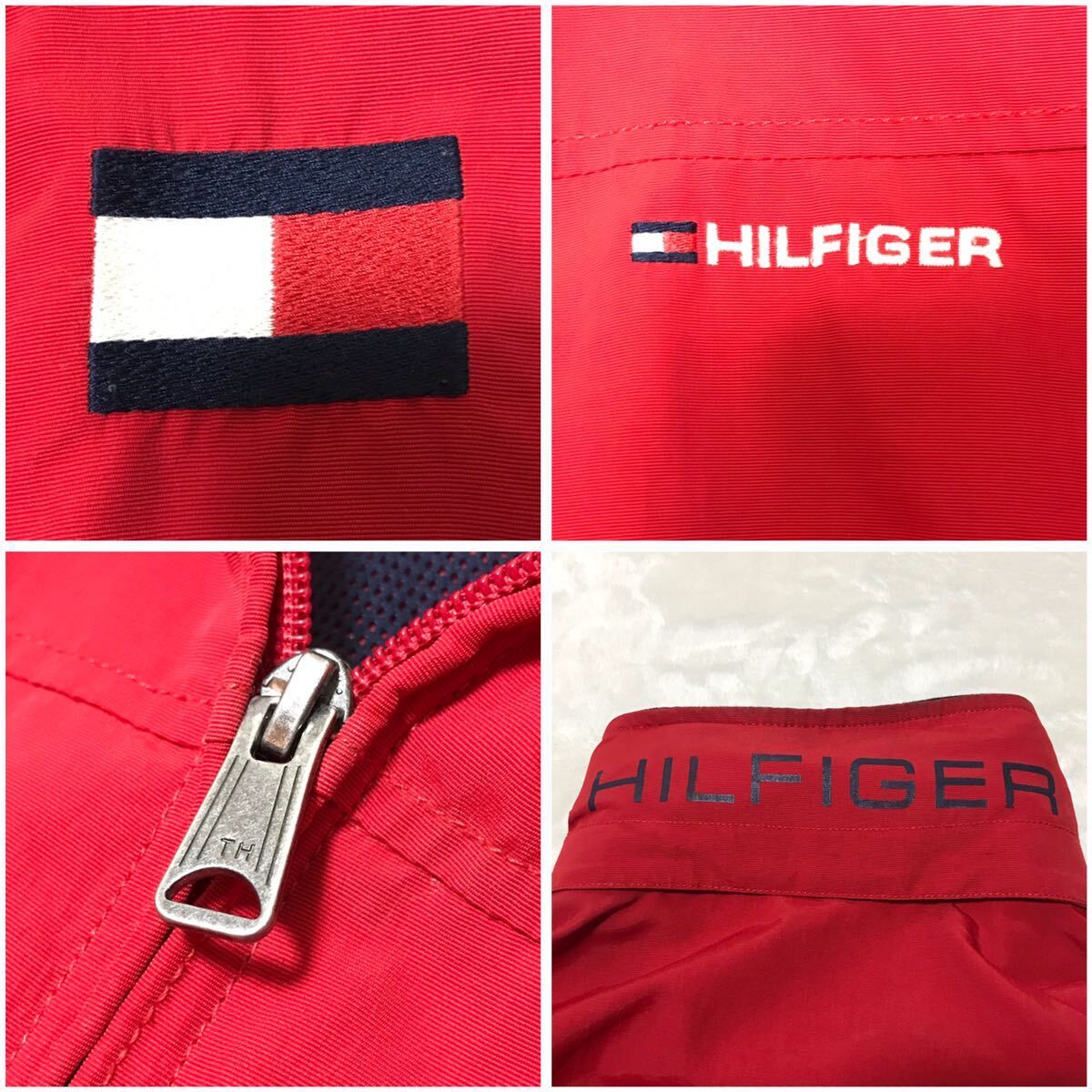 TOMMY HILFIGER トミーヒルフィガー ナイロン ジャケット ブルゾン 2way Lサイズ相当 レッド 赤 メンズ アウターの画像9