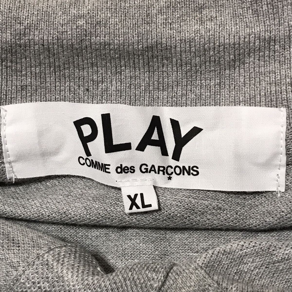 希少サイズXL! PLAY COMME des GARCONS プレイ コムデギャルソン ポロシャツ 半袖シャツ グレー 綿100% 日本製 メンズ トップス_画像7