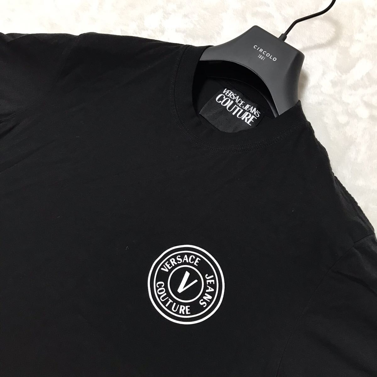 VERSACE JEANS COUTURE рубашка с коротким рукавом футболка размер M черный / чёрный Logo мужской Versace джинсы kchu-ru cut and sewn 