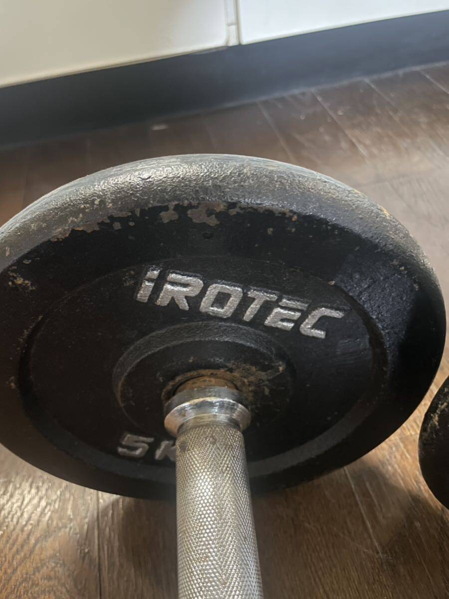 ★直接引き取りのみ IROTEC アイロテック ダンベル 筋トレ トレーニング プレート シャフト 35kg 5kg×4 2.5×4 1.25×4 _画像2