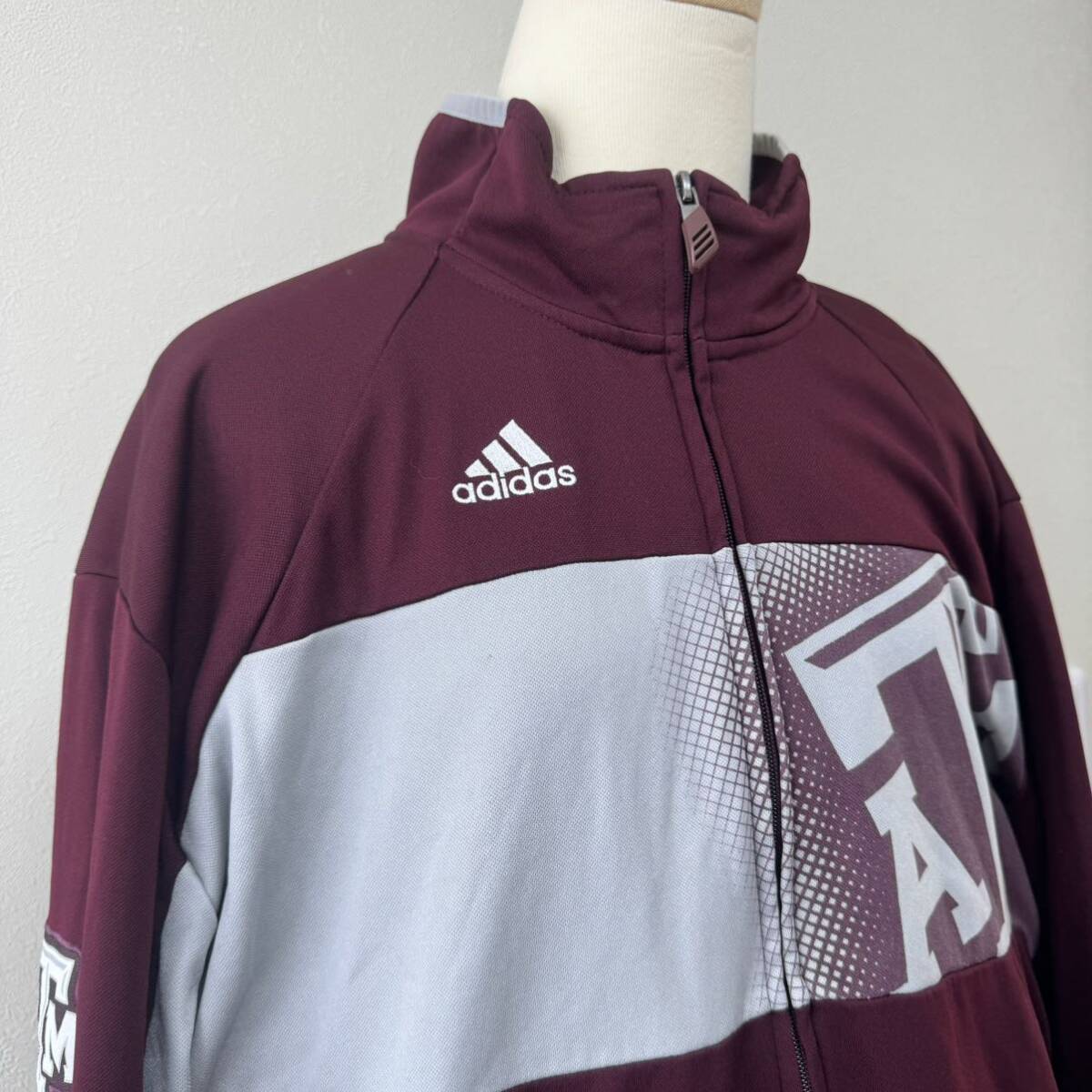 【送料無料】adidas track jacket トラックジャケット ジャージトップ XL ボルドー カレッジ 古着 90's 00's vintage_画像2