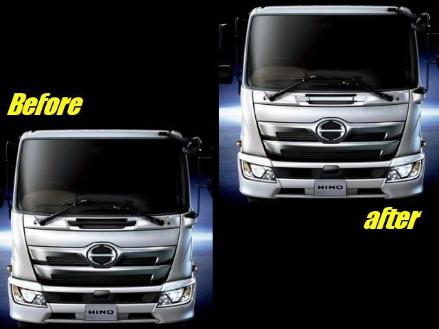 日野 17 レンジャー ABS 3分割 鏡面 メッキ フロント グリップ H29.5～ 標準 ワイド 共用 大型 トラック ドレスアップ 被せ式 簡単取付 F_画像2