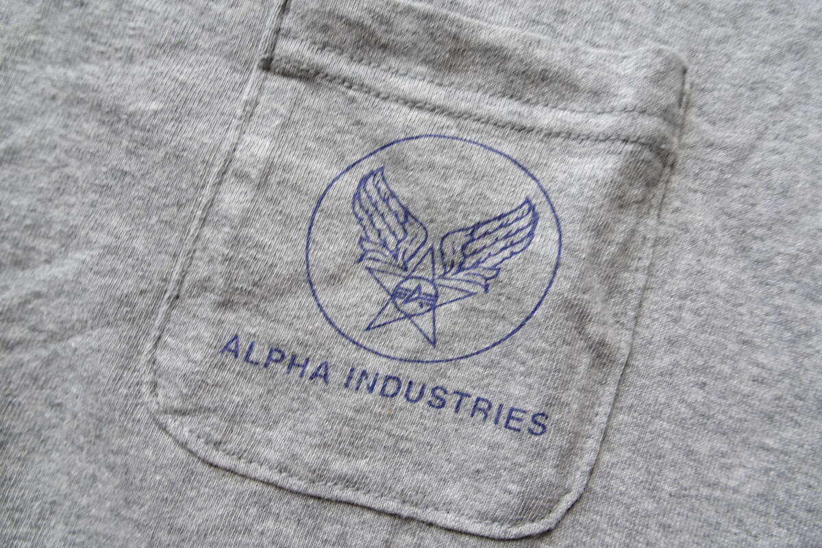 ALPHA INDUSTRIES,INC./アルファ/半袖Tシャツ/カットソー/左胸ポケット/ロゴプリント/ミリタリー/グレー杢/Lサイズ(5/9R)_画像7