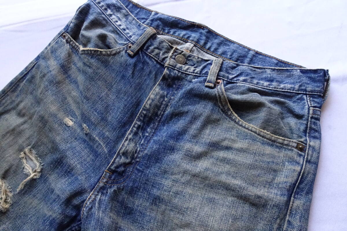 Levi's519-03/リーバイス/ジーンズ/デニムパンツ/ジップフライ/ストレートライン/やぶれダメージ/色落ち/インディゴブルー/34インチ(5/14R)_画像5