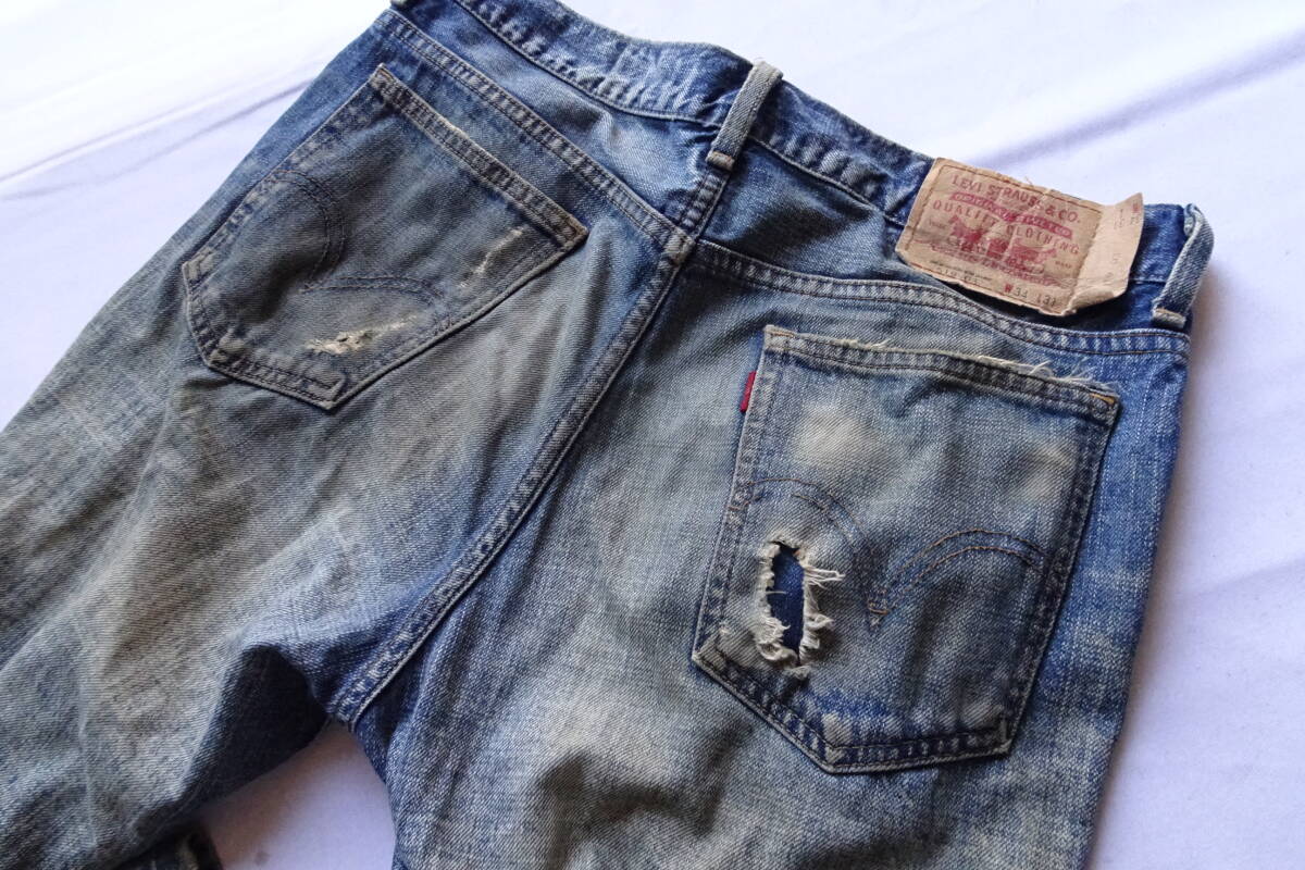 Levi's519-03/リーバイス/ジーンズ/デニムパンツ/ジップフライ/ストレートライン/やぶれダメージ/色落ち/インディゴブルー/34インチ(5/14R)_画像8