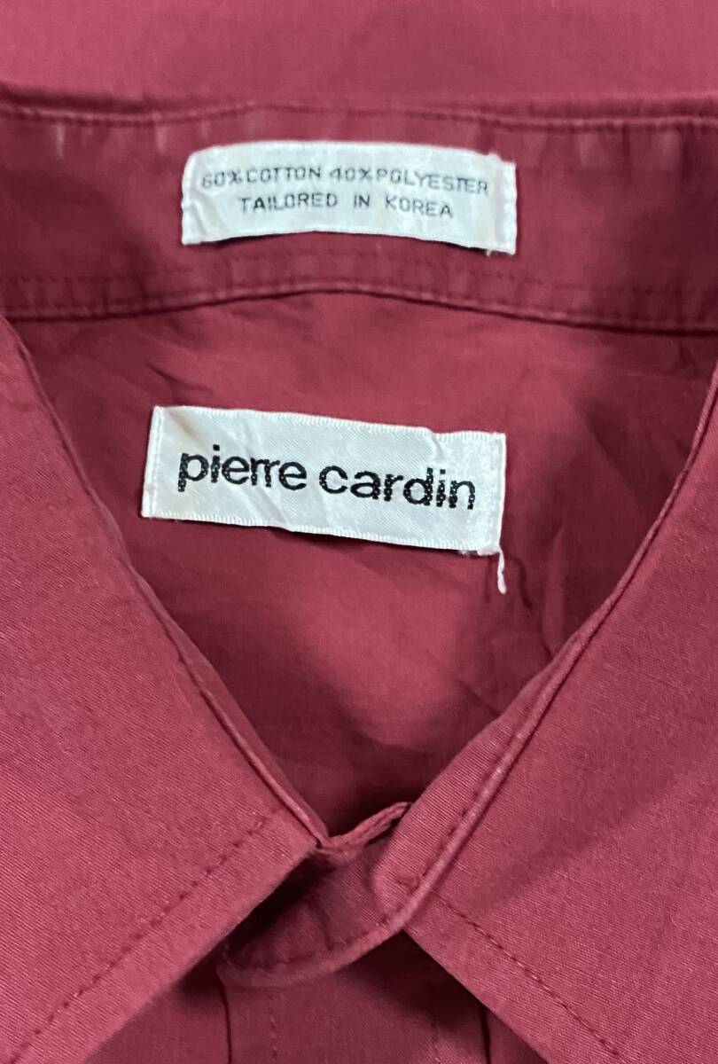 E-2115 本場アメカジ輸入古着シャツ pierre cardin 赤 長袖レギュラーカラーシャツ　16 (L US-FIT) _画像4