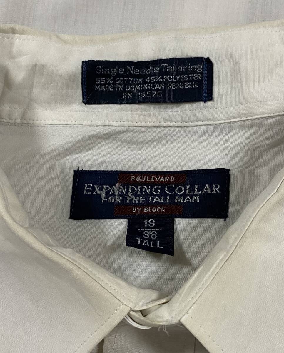 E-2108 \500即決セール 本場アメカジ輸入古着シャツ EXPANDING COLLAR 白 長袖レギュラーカラーシャツ　18 (XXL US-FIT) _画像4