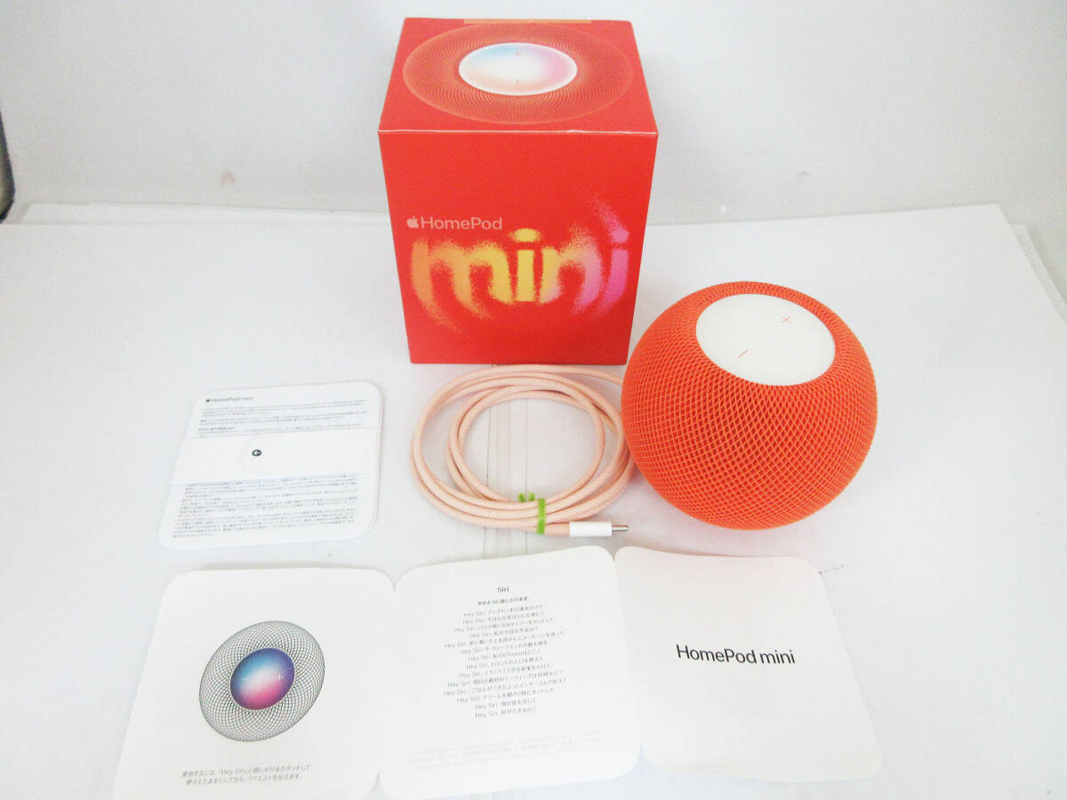 MA2211【スマートスピーカー】Apple A2374 HomePod mini★アップル ホームポッド オーディオ 音響 機材★中古★動作良好★_画像1