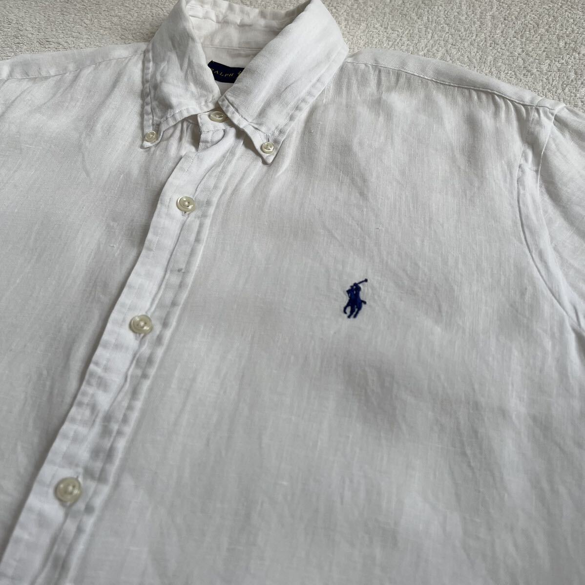 Ralph Lauren Ralph Lauren linen лен белый рубашка рубашка с коротким рукавом M тонкий белый 100% кнопка down 