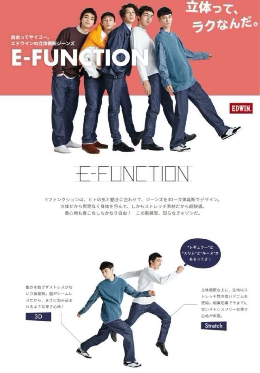 エドウィン E-FUNCTION AD5 立体裁断 デニム パンツ ジーンズ ワイド ルーズ バギー ストレッチ S 良品