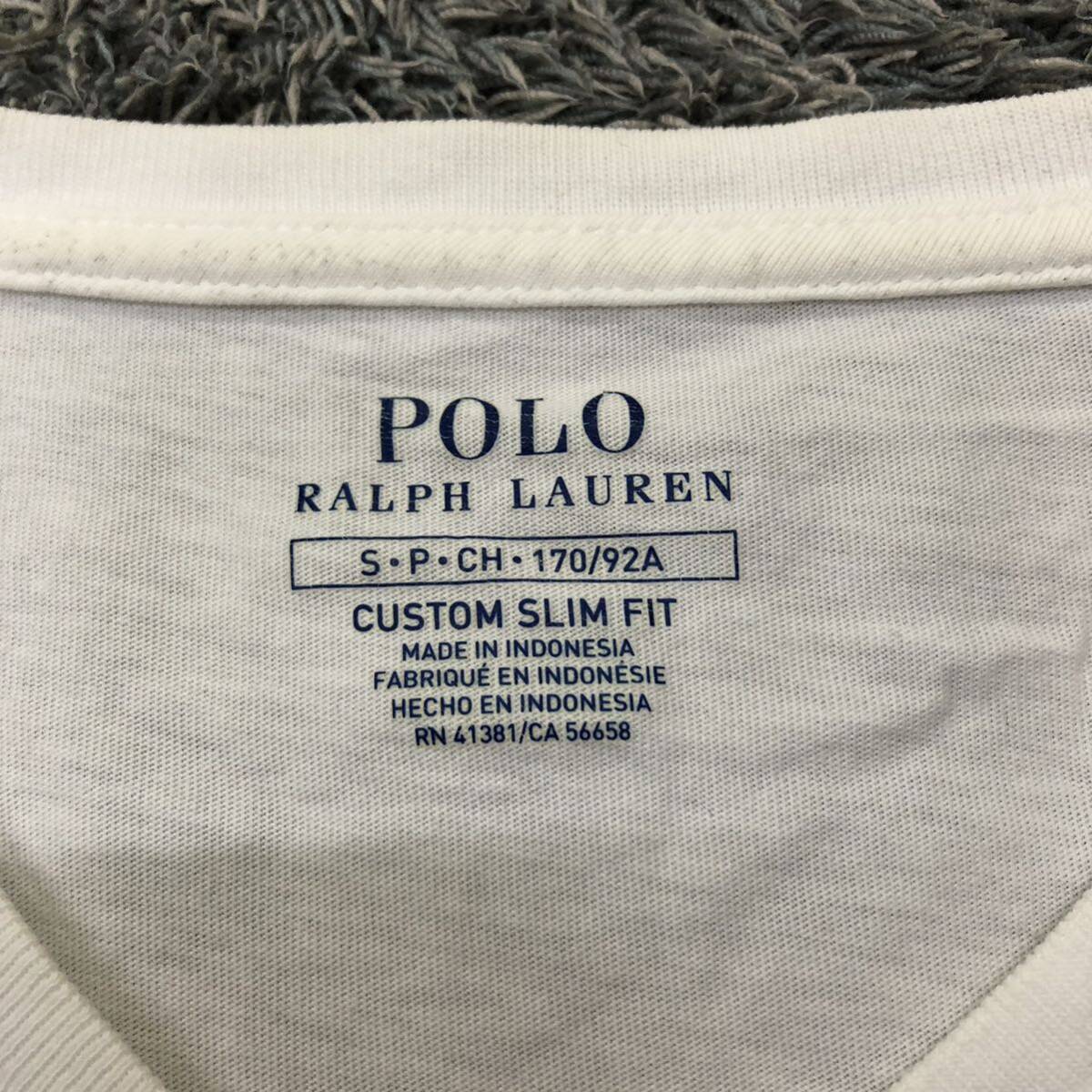 POLO RALPH LAUREN ラルフローレン 半袖Tシャツ Vネックカットソー サイズS ホワイト 白 ワンポイント メンズ トップス 最落なし （N19）の画像6